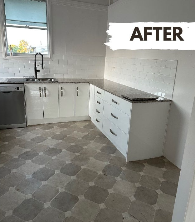 The same Rockhampton kitchen spotless after a Stormforce Cleaning CQ house clean